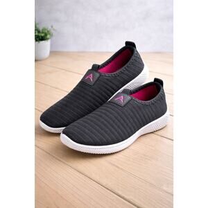 Aircity Women’s Slip-On Shoes Size 6 Black Pink Mesh Casual Comfort Sneakers